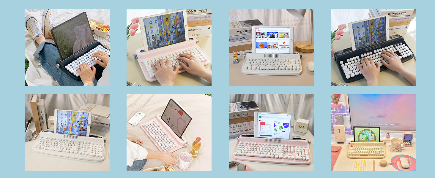YUNZII ACTTO B303 Wireless Typewriter Keyboard, Retro Bluetooth Aesthetic Keyboard