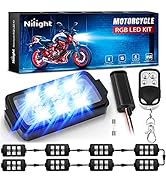 Nilight 8pcs Motorcycle RGB LED Strip Lights Kit Multi-Color Neon Waterproof Atmosphere Lights wi...