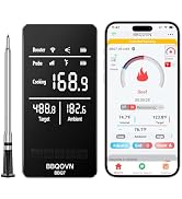 BBQOVN Smart WiFi Wireless Meat Thermometer, Sub-1G 656FT Range, 7-Sensor Probe, Standalone LED B...