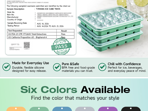 Ice Cube Trays Set of 2, 15-Cube Silicone Molds with Removable Lids