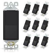 ELEGRP Matte Black Single Pole Decorator Light Switch, 15Amp, 120/277V, Decorative Paddle Rocker ...