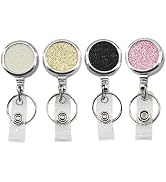 YEMCHI 4 Pack Heavy Duty All Metal Retractable Badge Holder Reel - Durable & Bling ID Card Holder...