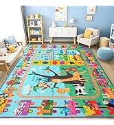 Zedrew Kids Rug for Playroom, 6x9 ABC Educational Carpet for Classroom, Fun Alphabet Area Rugs fo...
