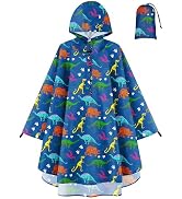 OlyPegic Kids Rain Poncho with Hooded Reusable Waterproof Lightweight Ponchos Kids Boy Girl Rainc...
