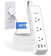Surge Protector Power Strip 10 FT, Flat Extension Cord with 9 Widely Outlets 3 USB Ports(1 USB C)...