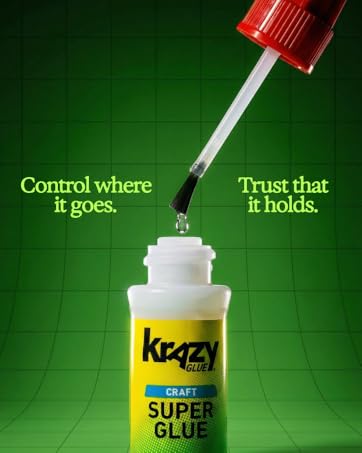 Krazy Glue Craft Super Glue brush applicator for precise controlled application on craft projects