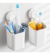 TAILI Suction Toothbrush Holder 2 Pack, Tumblers Replacement Shower Toothbrush Holder for Wall, P...
