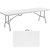 VEVOR Folding Table, Heavy Duty Portable Fold-in-Half Utility Table, Indoor Outdoor Plastic Recta...