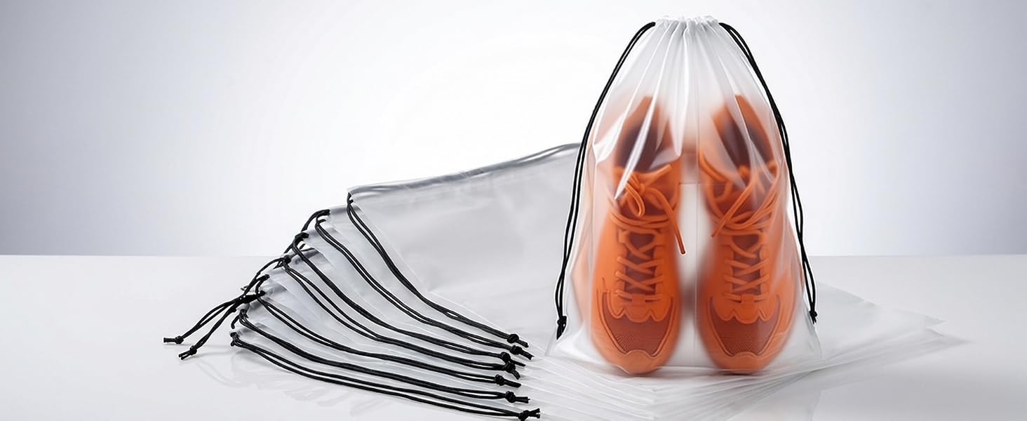 PLULON Shoe Bags for Travel, 15.7" x 11.8" Clear Drawstring Storage