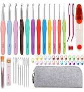 Mayboos 12 Sizes Crochet Hook Set, 53 Pack Crochet Hooks Yarn Needle Kits Knitting Needles with E...