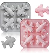 SXoonKing 2 Pcs Airplane Silicone Molds, Silicone Cake Molds 4-Cavity, Soap Molds, DIY Airplane S...