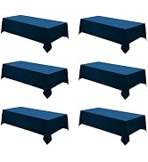 Aocoz Rectangle Tablecloths 90x132 Inch 6 Pack Navy Blue Tablecloth Washable Decorative Linen Pol...