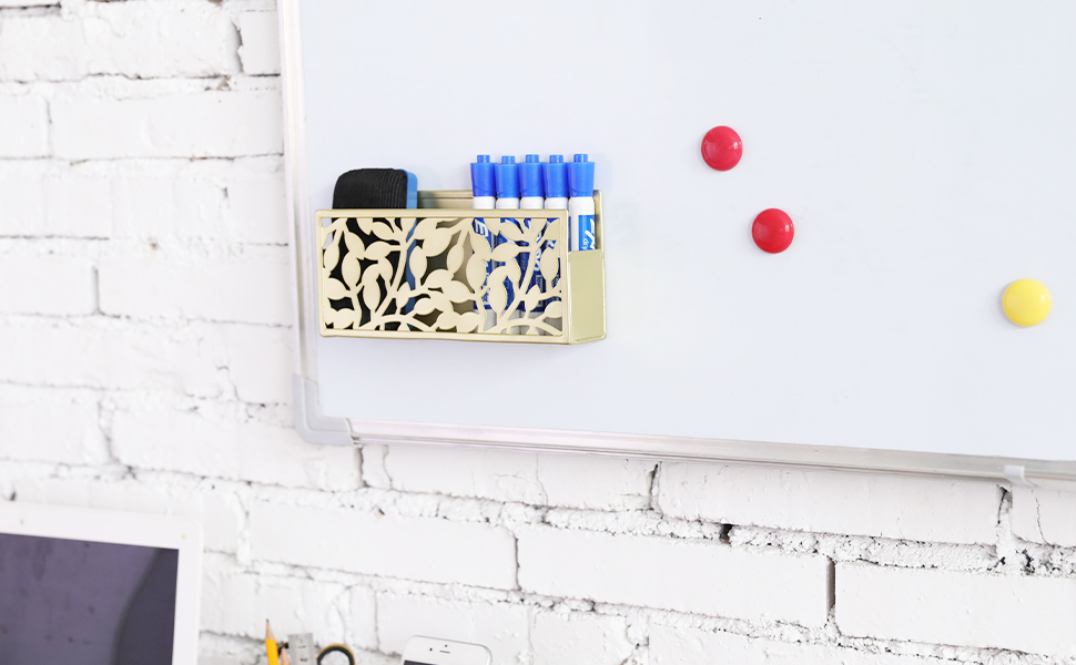 Brass Metal Magnetic Marker Holder with Floral Cutout Design