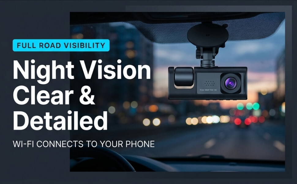 Shkalacar 3 Channel Dash Cam WIFI 3 Cameras