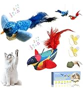 Petayouj 2-Pack Realistic Chirping Bird cat Toy - Soft Interactive Plush Bird Toy Infused with Ca...