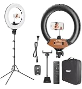 EMART 18-inch Ring Light with Stand, Big Adjustable Upgrade 2800-6500K LED Ringlight with Ultra-w...