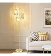 GyroVu Morden Gold Crystal Floor Lamps for Living Room, 3-Light Standing Tall Lamp with Elegant K...