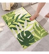 voofly Bath Mat 24x16inch Leaves Non Slip Bathroom Rug Soft and Absorbent Bathroom Mats Washable ...