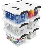 NUMIFUN Plastic Storage Bins With Lids 6 Pack Storage Organizer Bins, 7 Quart Stackable Storage B...