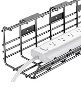 2 Pack DELAMU Under Desk Cable Management Tray, Large Metal Cord Organizer, Office & Home Cord Wi...