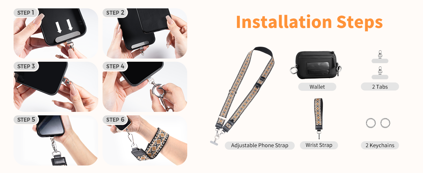 clip and go phone strap lanyard crossbody adjustable cell printed quilted wristlet wrist wallet