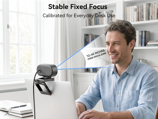 EMEET C100 camera for PC Fixed focus avoids autofocus hunting