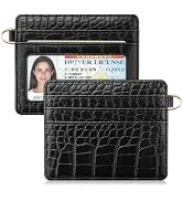 Simikol Slim Credit Card Holder Crocodile Wallet Women Thin Wallets | Alligator Print RFID Blocki...