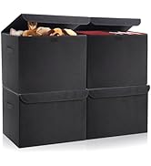 Bagnizer Large 22 Quart Linen Fabric Foldable Storage Bin Cube Organizer Basket with Flip-Top Lid...