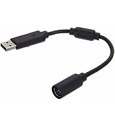 Pxiryanlow Black USB Breakaway PC Cable Cord Adapter Converter for Xbox 360 Controller Cables and...