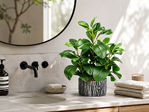 artificial green potted plant bathroom vanity decor