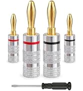 Zylveron Banana Plugs, Solderless Gold Plated 4mm Speaker Wire Connectors | 2 Pairs / 4 Pcs Dual-...