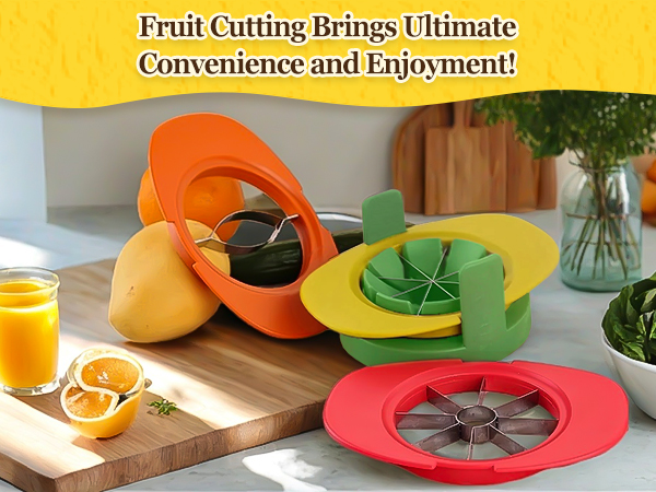 Fruit Cutter Slicer, 4 in 1 Apple Slicer with Vegetable Peeler & Cleaning Brush Mango Cutter