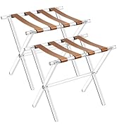 Sumerflos Acrylic Luggage Rack for Guest Room - Foldable Suitcase Stand with Leather Straps for B...