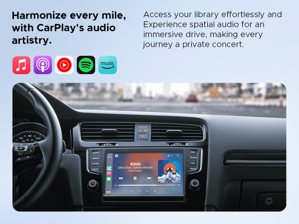 carplay wireless adapter; apple music; youtube music;spotify; amazom music; apple car play adapter