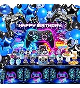 Video Game Birthday Decorations - Game Birthday Party Decorations Includes Backdrop, Foil Balloon...