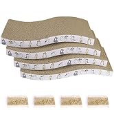PatiencET Cat Scratcher Cardboard 4 Pack Cat Scratch Pad Reversible Scratcher Texture Curve Desig...