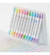 HANKU Highlighters Assorted Colors, 12 Pack Dual Tip Aesthetic Highlighter Markers No Bleed Perfe...