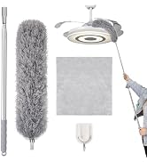 Feather Duster with 30-100 Inches Adjustable Long Pole,Extendable Feather Duster for Cleaning Cei...
