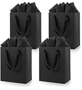 Epoesch Black small Gift Bags With Handles and Tissue Paper,8x5x10 Inch 4 Pack Paper Bags Bulk fo...