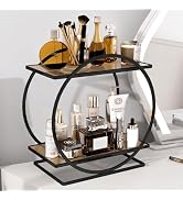 YIWANFW Perfume Organizer for Dresser, Black Bathroom Organizer Counter 2 Tier Makeup Organizer f...