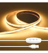 iNextStation 6.6ft/2M Warm White COB LED Light Strip, 640LEDs 5V USB Led Lights for TV, 3000K Dim...