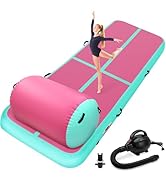 KIKILIVE Inflatable Gymnastics Tumble Mat and Air Roller Set, Air Mat Track and Gymnastics Air Ba...