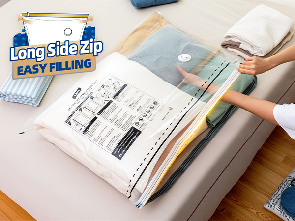 long side zip vacuum bags
