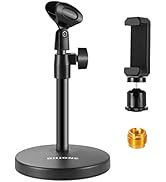 BILIONE 3 in 1 Multi Function Desktop Microphone Stand, Adjustable Table Mic Stand with Microphon...