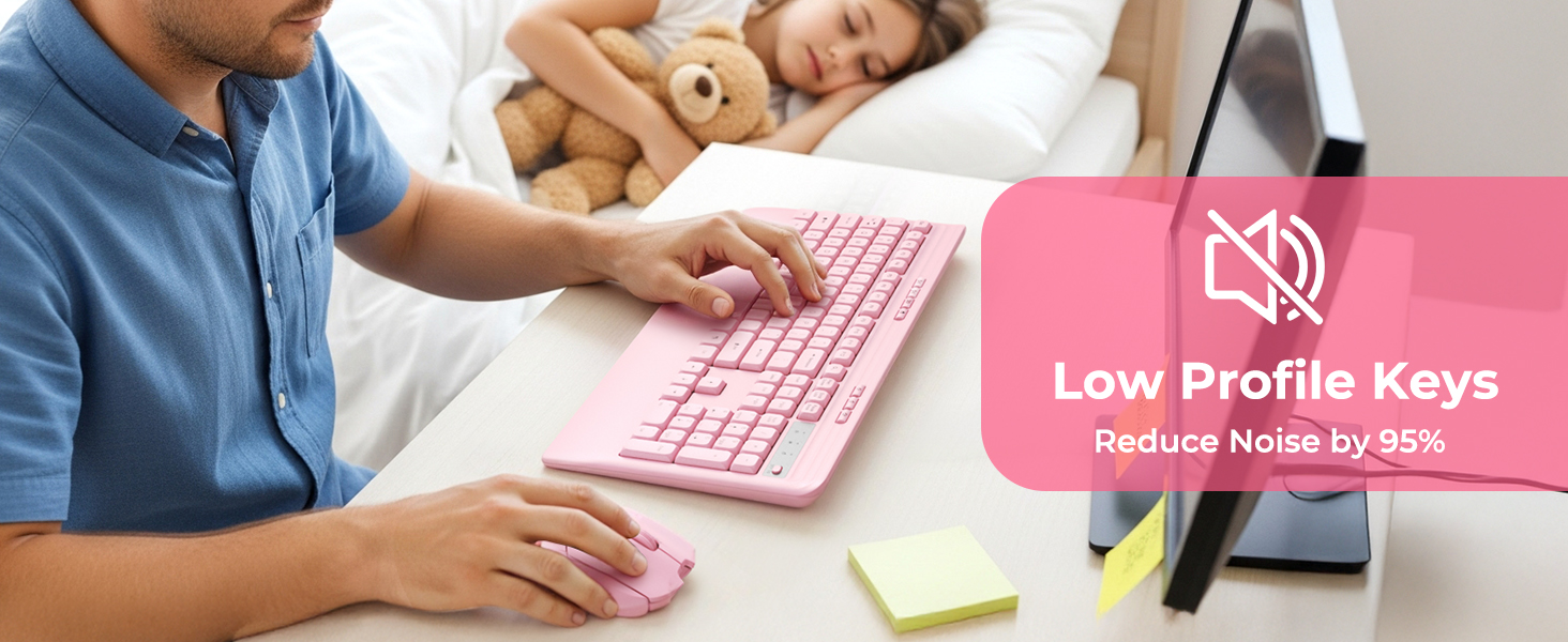 pink wireless keyboard and mouse