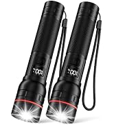RECHOO Rechargeable Flashlights 2 Pack, Super Bight Flashlight High Lumens | 3 Modes Zoomable Fla...