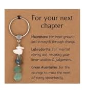 GINAZL Natural Crystals Keychain Gift for New Beginnings, New Beginnings Gifts for Coworker Anxie...