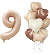 40 Inch Balloon 9, Nude Brown 9th Birthday Giant Balloon Decor, Foil Cream Beige Apricot Tan Taup...