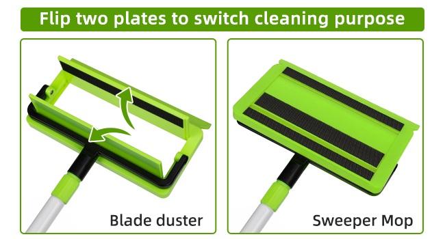2 in 1 ceiling fan blade cleaning duster tool and floor sweeper mop with long handle for household