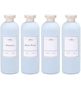 ASEVAT 13.5 oz/4 Pcs Green Plastic Empty Squeeze Bottles Refillable Containers for Lotion, Cream ...